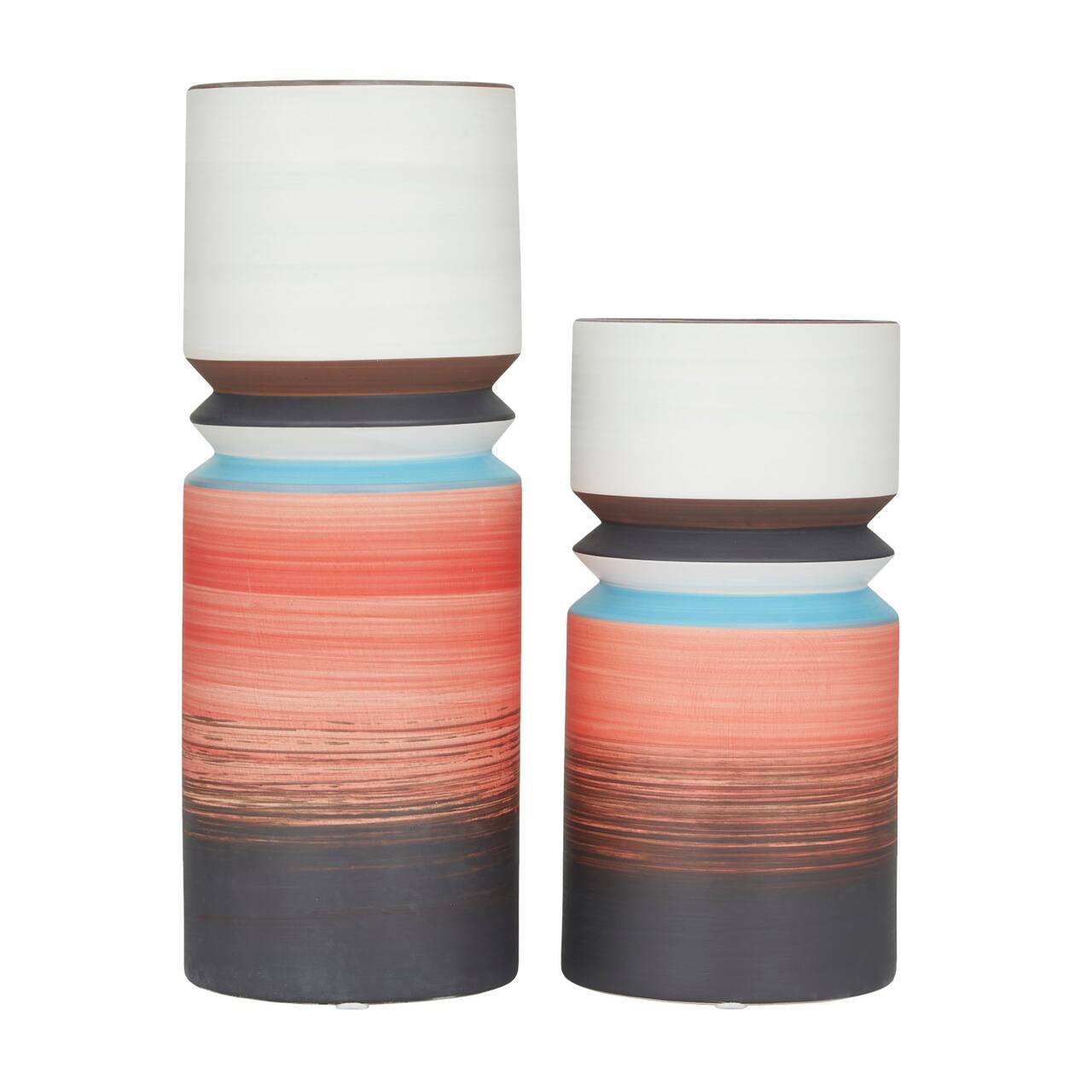 Set of 2 Multi Stoneware Modern Vase, 14&#x22; x 5&#x22; x 5&#x22;